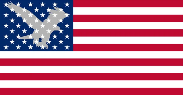 Çizgili Amerikan Bayrağının Arka Planında Bir Kartal Silueti — Stok Vektör