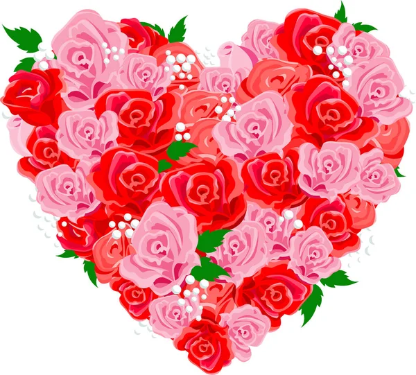 San Valentín Rosa Forma Corazón Ilustración Vectorial — Vector de stock