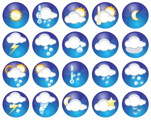 Conjunto Diferentes Iconos Meteorológicos — Archivo Imágenes Vectoriales