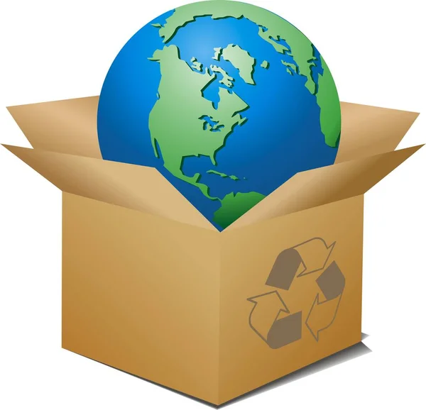 Vektor Ecologic Box Mit Globus Innen — Stockvektor