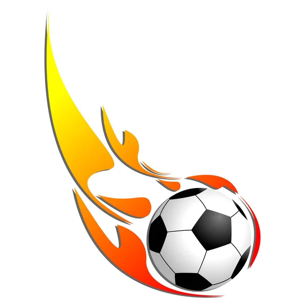 Soccer Ball Fire Isolated White Background — Stock Vector