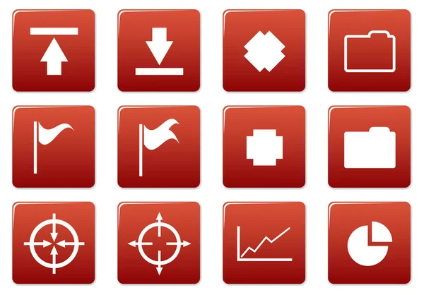 Conjunto Iconos Cuadrados Gadget Rojo Paleta Blanca Ilustración Vectorial — Archivo Imágenes Vectoriales