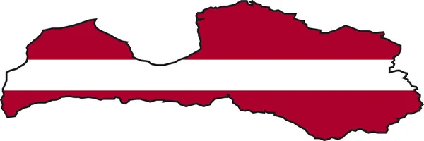Illustration Vector Map Flag Latvia — Stock Vector