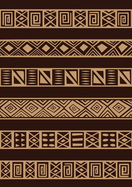 Conjunto Vectores Que Incluye Franja Étnica Africana Con Elementos Geométricamente — Archivo Imágenes Vectoriales