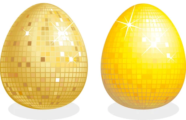 Dois Ovos Páscoa Dourados Como Bolas Brilho —  Vetores de Stock