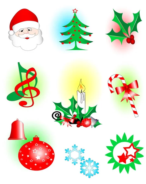 Vektor Illustration Von Verschiedenen Weihnachtssymbolen — Stockvektor