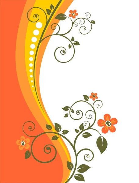 Abstraktes Blumenmuster Auf Orangefarbenem Hintergrund — Stockvektor