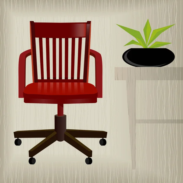 带有时尚背景的复古 复古红色办公椅 易于编辑的分层文件使改变椅子的颜色变得简单 — 图库矢量图片