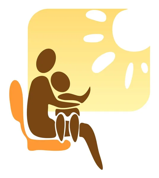 Symbol Der Sitzenden Frau Mit Kind Einem Transport — Stockvektor