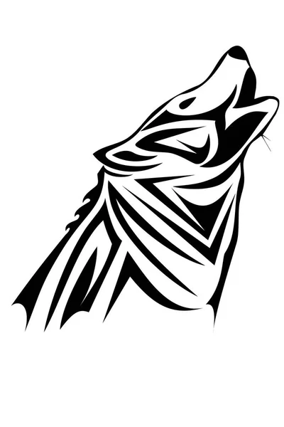 A tribal wolf tattoo in black