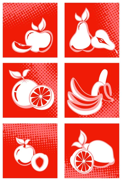Zestaw Ikon Owoców Ilustracja Kolorów — Wektor stockowy