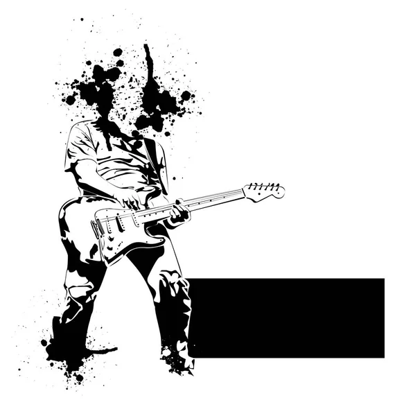 Vector Guitar Black Player White Background — 스톡 벡터