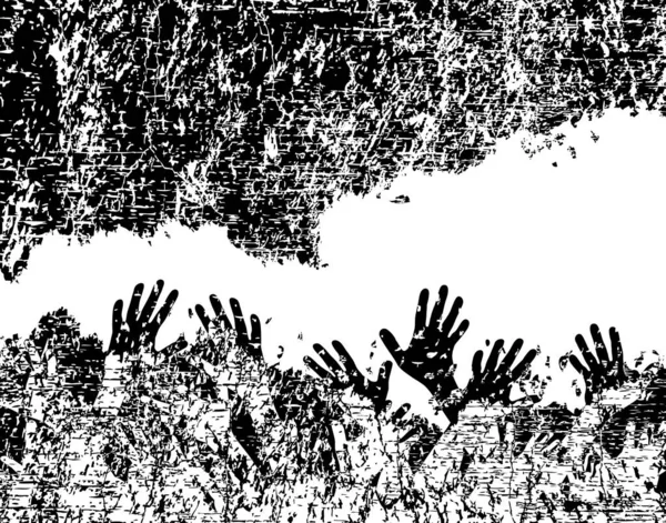 Illustration Vectorielle Modifiable Fond Des Mains Dans Une Crevasse Rocheuse — Image vectorielle
