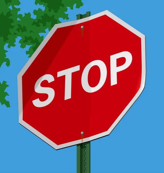 Vector Illustratie Van Een Straatnaambord Stop Afbeelding Kleur Illustratie — Stockvector