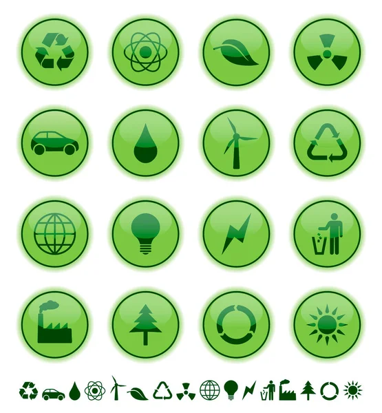 一套绿色生态和环境按钮 — 图库矢量图片