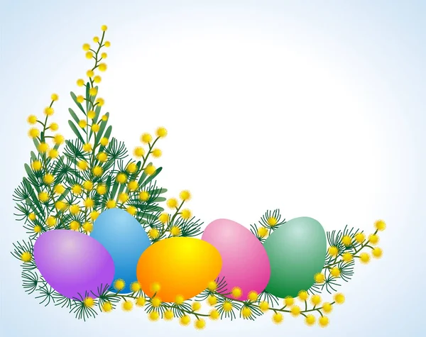 复活节彩蛋和含羞草 — 图库矢量图片