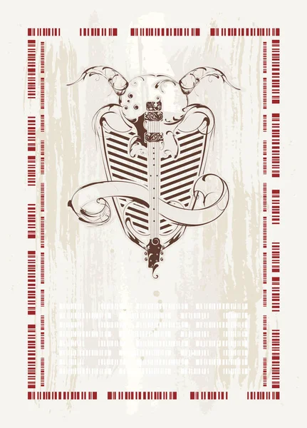 Плакат Векторна Гітара Щиті Банерами — стоковий вектор