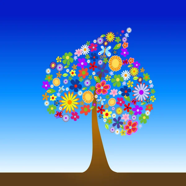 Красочные Дерево Цветы Векторные Иллюстрации — стоковый вектор