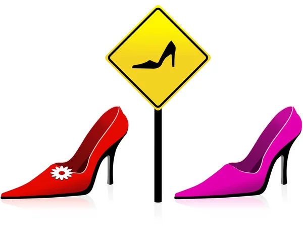 Weibliche Zeichen Und Schuhe — Stockvektor