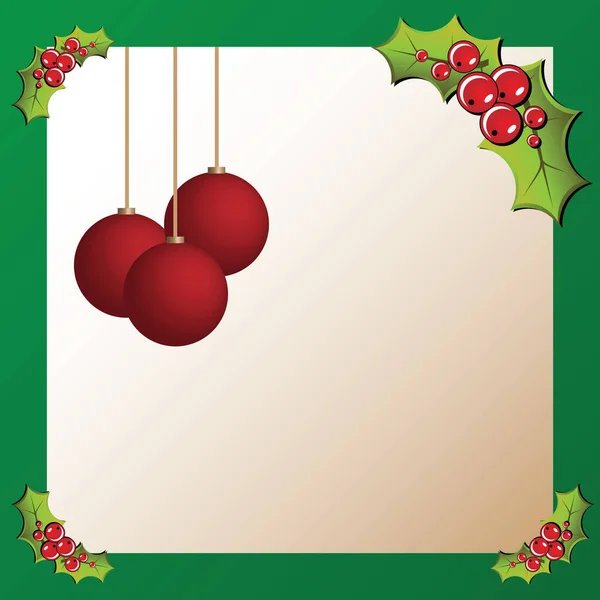 Cartão Natal Com Holly Vetor — Vetor de Stock