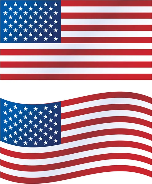 Vector Illustration United States Flag Includes Waving Version —  Vetores de Stock