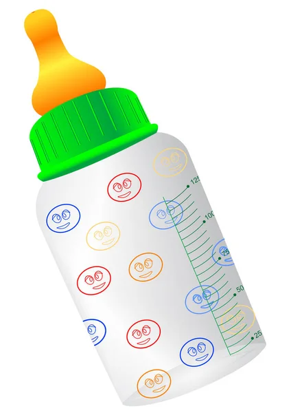 儿童用的奶瓶 装假奶喂人 — 图库矢量图片