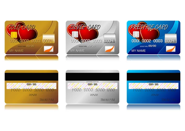 Verschiedene Kreditkarten Isoliert Auf Weißem Hintergrund — Stockvektor
