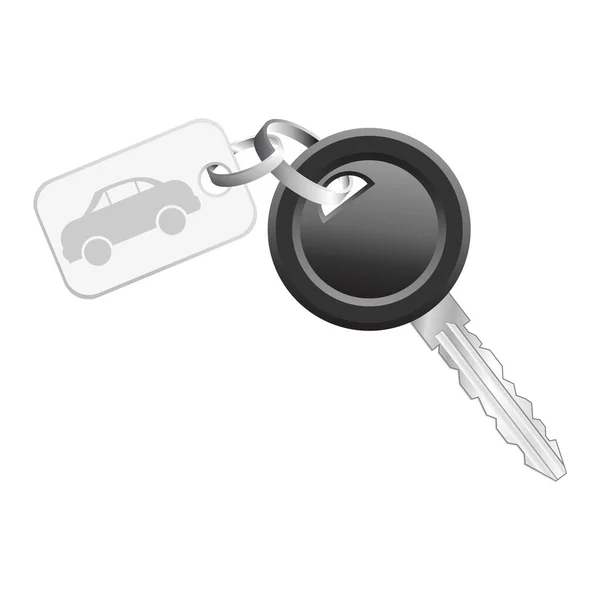 Schlüssel Mit Symbol Auto Tag Isoliert Über Weißem Hintergrund — Stockvektor