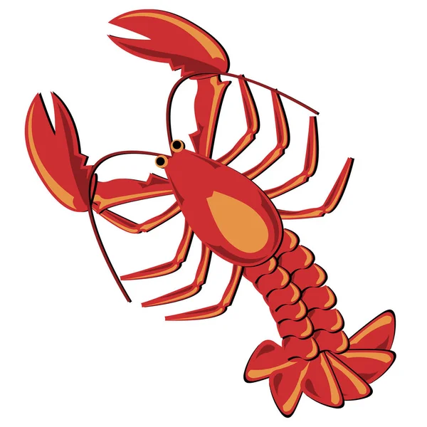 Makanan Laut Kerang Ilustrasi Lobster Diisolasi Atas Putih - Stok Vektor
