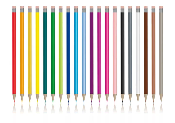 Color Pencils Many Different Colors — Stock Vector
