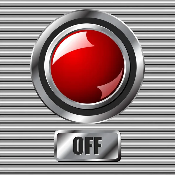 金属表面上的红色关闭接口圆形按钮 — 图库矢量图片