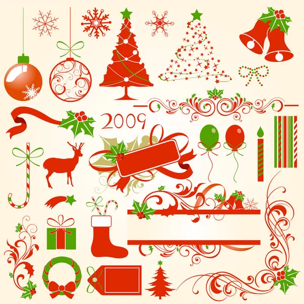 Ilustracja Rysunek Elementów Projektu Bożego Narodzenia — Wektor stockowy