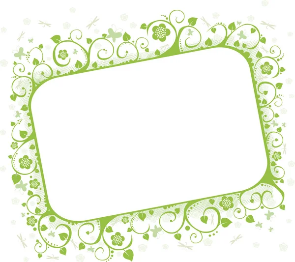 Зелена Рамка Метеликами Квітами Декоративний Візерунок — стоковий вектор