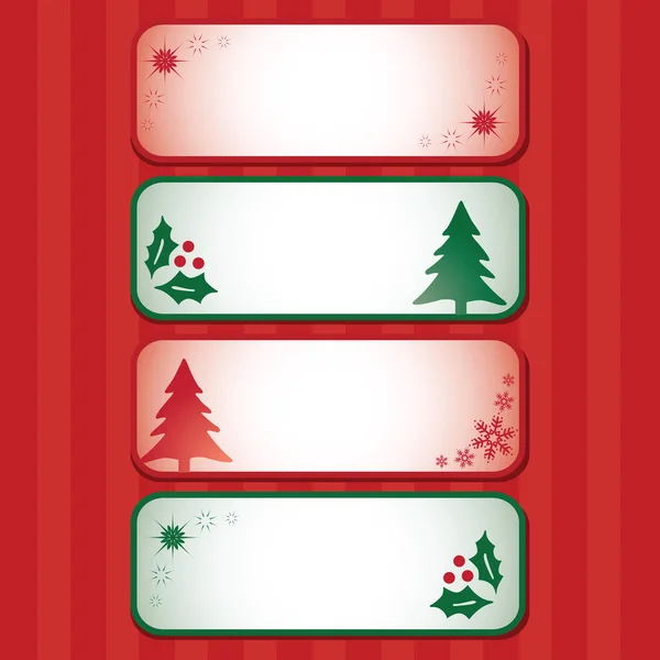 四个圣诞横幅的矢量图解 带有各种装饰元素和白色空间来书写一个标题或文字 — 图库矢量图片