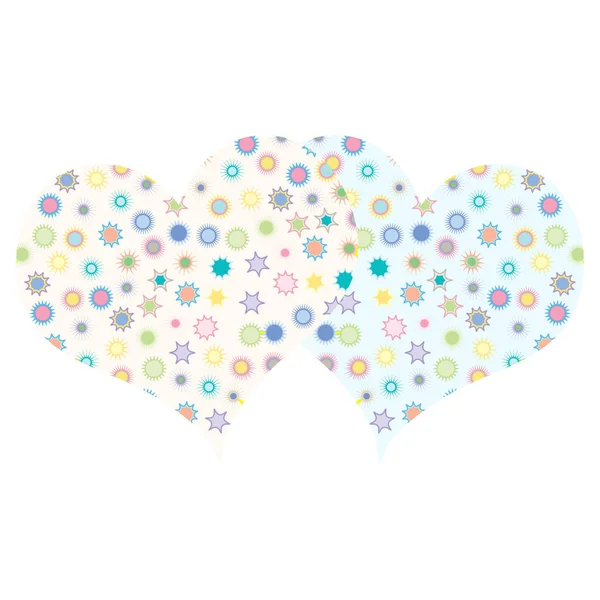 Two Hearts Made Colorful Flowers White Background — Stock Vector