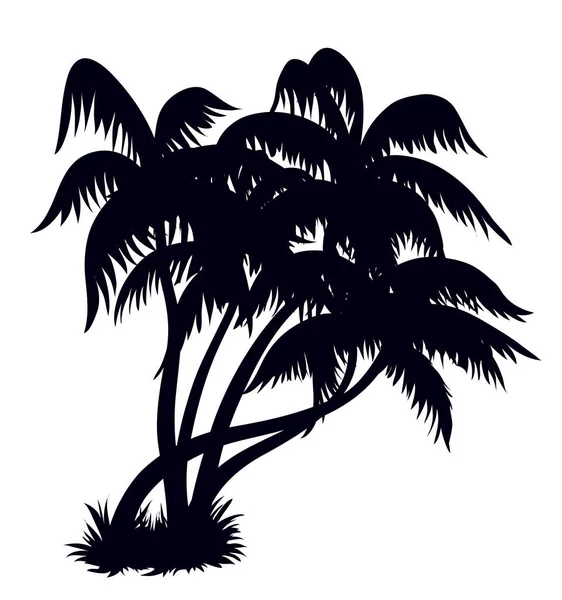 Silhouette Palmiers Sur Une Plage Élément Design — Image vectorielle