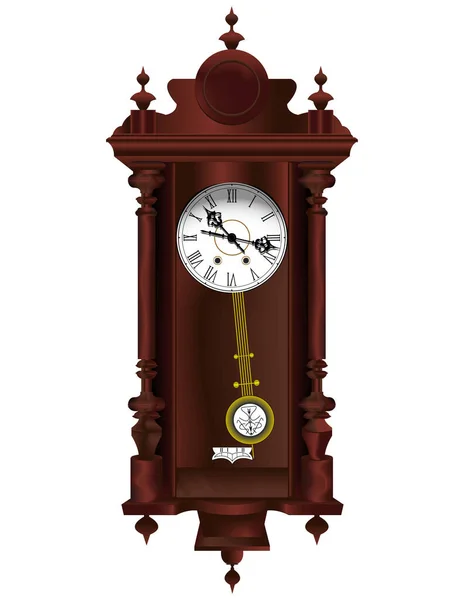 Relógio Madeira Antigo Com Pêndulo Vetor — Vetor de Stock