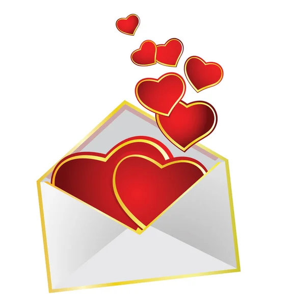 Εικονογράφηση Διανύσματος Καρδιές Αγάπης Αποστέλλονται Ταχυδρομικώς Ένα Φάκελο — Διανυσματικό Αρχείο