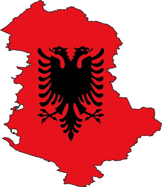 Illustration Vector Map Flag Albania — Stock Vector