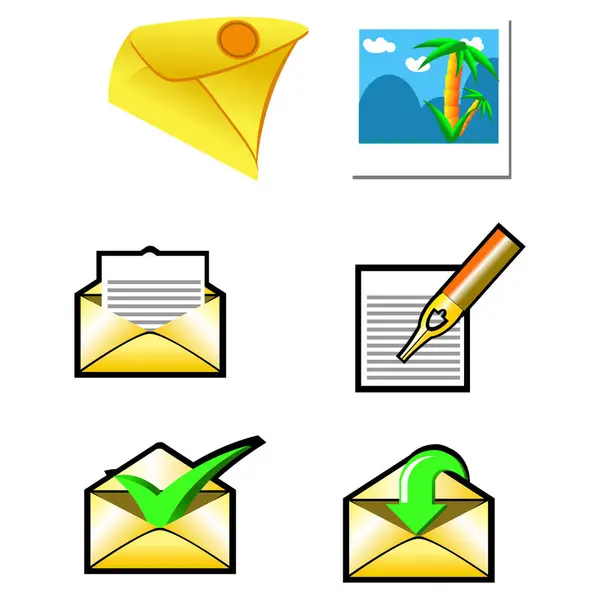 Imagem Conjunto Envelopes Ilustração Cores — Vetor de Stock