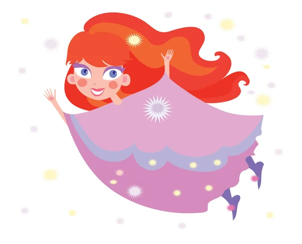 Märchenhaftes Kleines Mädchen Rosa Kleid — Stockvektor