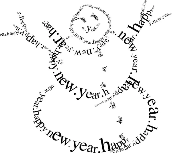 タイポグラフィ雪だるま メリークリスマス新年のテキスト — ストックベクタ