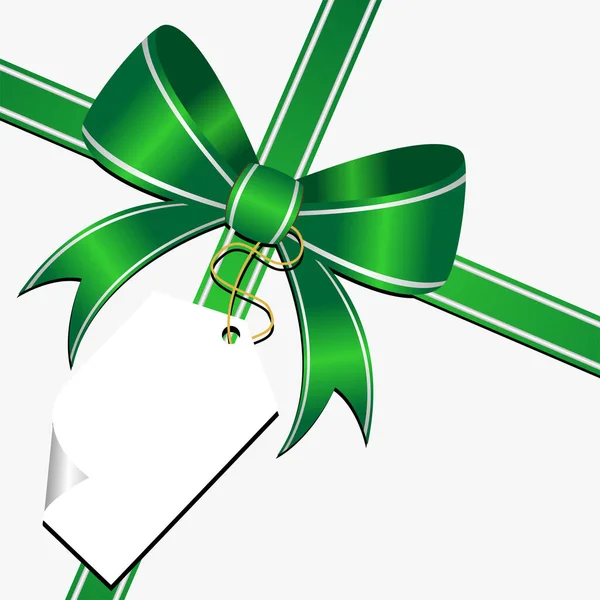 Πράσινο Διακοσμητικό Φιόγκο Λευκή Άδεια Ετικέτα — Διανυσματικό Αρχείο
