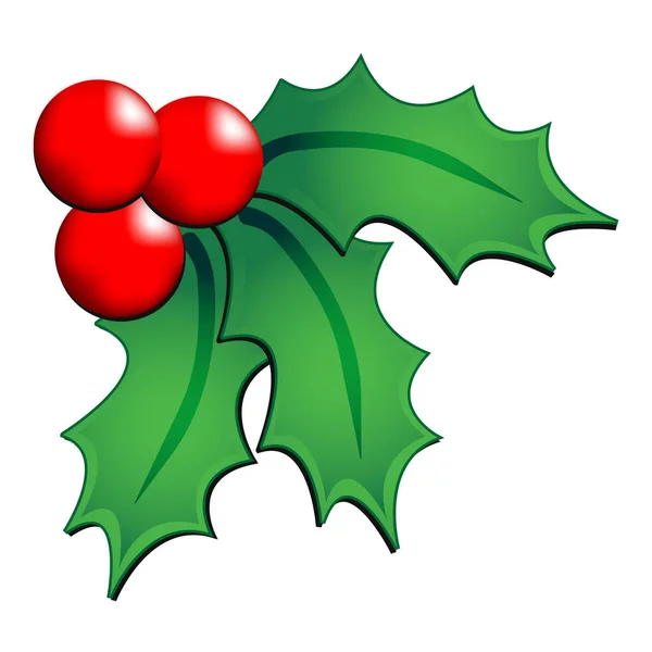 Vánoční Cesmína Ornament Přes Bílé Pozadí — Stockový vektor