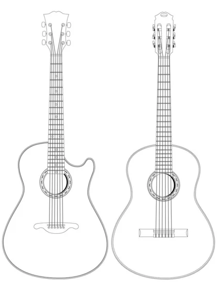 Vektor Isoliertes Bild Akustischer Gitarren Auf Weißem Hintergrund — Stockvektor