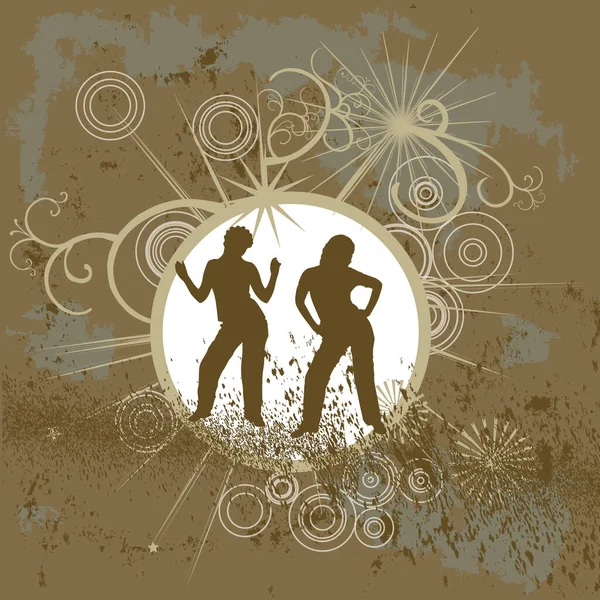 Silhouette Two Dancing Women — Stock Vector