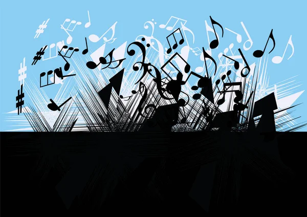 Fond Musical Avec Des Notes Sur Fond Bleu — Image vectorielle
