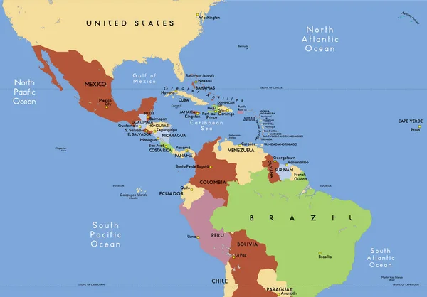 Центральная Америка Изображение Цветная Иллюстрация — стоковый вектор