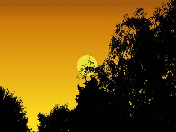 ベクトル式での夕日の風景イラスト — ストックベクタ