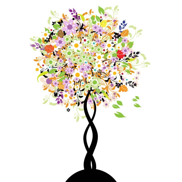 Image Arbre Floral Pitoyable Illustration Couleur — Image vectorielle